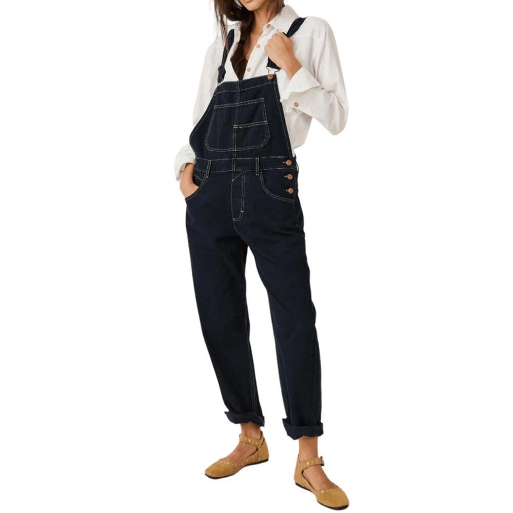 Free People Black Denim Jumpsuit